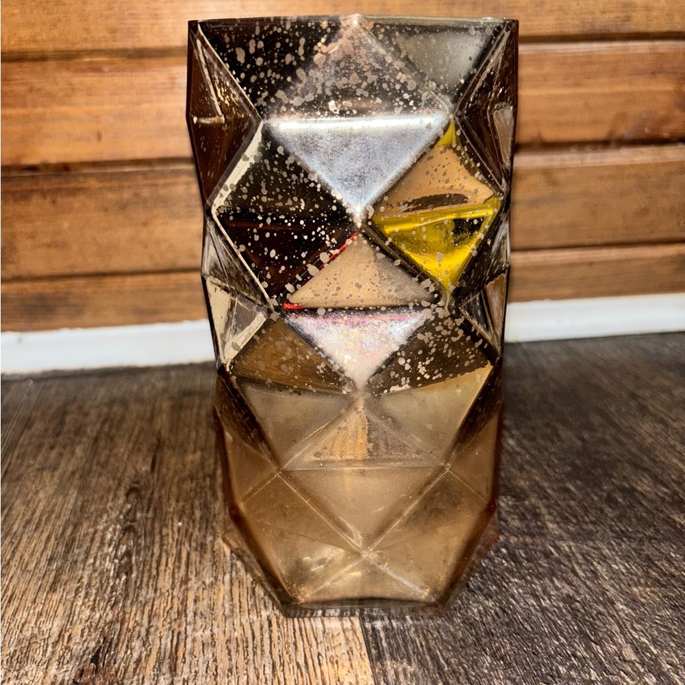 Geometric Brown Glass Vase